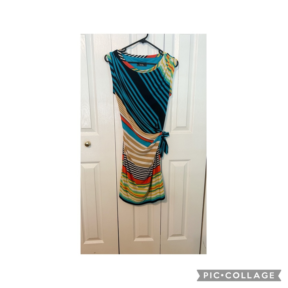 Guess Los Angeles Faux Wrap Striped Dress